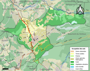 Carte en couleurs présentant l'occupation des sols.