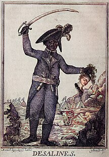 Jean Jacques Dessalines holding a mutilated French woman's head