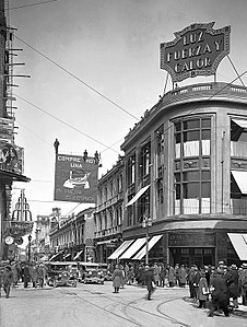 Vista del centre de Santiago de Xile, cap a fins de la dècada del 1920