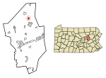 Location of Benton in Columbia County, Pennsylvania (left) and of Columbia County in Pennsylvania (right)