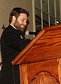 Sean Astin speaking to a group of about 600 people during Fort Knox's 2005 Armor Ball in 2005