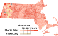 Vainqueur républicain par municipalité : Baker en rouge et Lively en beige.