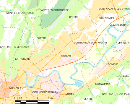 Carte des communes limitrophes