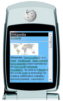 Англійська версія Вікіпедії у WAP браузері