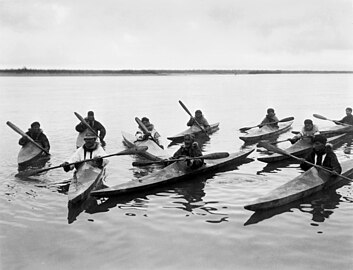 Eskimo's in kajaks (ca. 1929), Edward S. Curtis