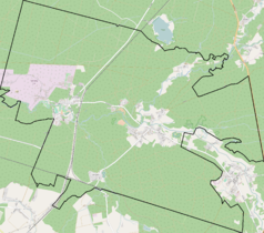 Mapa konturowa gminy Krupski Młyn, w centrum znajduje się punkt z opisem „Kaplica Bożego Grobu w Potępie”