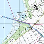 Grenzverlauf an der Mündung in den Neuenburgersee mit Dreikantoneecke zwischen Neuenburg (NQ) und Waadt (SW), sowie Bern (NO), bzw. Fribourg (SW)