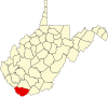 State map highlighting McDowell County