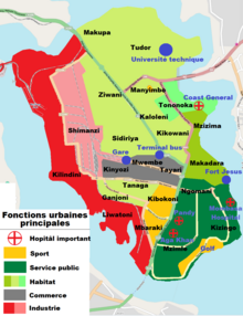 Localisation des fonctions urbaines de Mvita