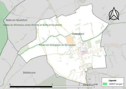 Carte de la ZNIEFF de type 1 sur la commune.