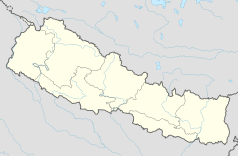 Mapa konturowa Nepalu, w centrum znajduje się punkt z opisem „Pokhara”