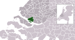 Highlighted position of Korendijk in a municipal map of South Holland