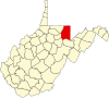 State map highlighting Preston County