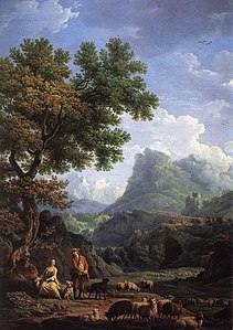 Claude Joseph Vernet, Bergers dans les Alpes, seconde moitié du XVIIIe siècle, huile sur toile.