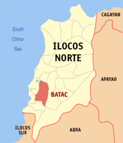 Bản đồ Ilocos Norte với vị trí của Batac.