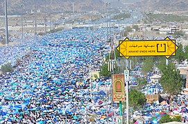 ميدان عرفات ۾ حاجين جو گڏ ٿيڻ.