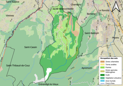 Carte en couleurs présentant l'occupation des sols.