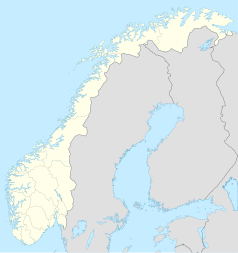 Mapa konturowa Norwegii, w lewym dolnym rogu znajduje się punkt z opisem „Stavanger”