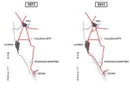 Sviluppo della rete ferroviaria in Maremma 1873-1911