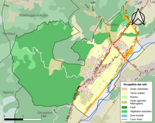 Carte en couleurs présentant l'occupation des sols.