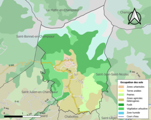 Carte en couleurs présentant l'occupation des sols.