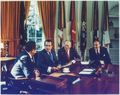 H. Kissinger with Gerald Ford, Richard Nixon and Alexander Haig, 1973