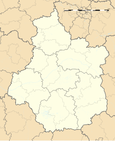 Mapa konturowa Regionu Centralnego-Doliny Loary, blisko centrum na prawo u góry znajduje się punkt z opisem „Pithiviers”