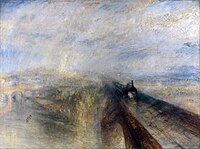 William Turner: Rain, Steam and Speed - The Great Western Railway, 1844, waarin het sublieme wordt verbeeld.