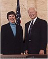 Carter's first Court of Appeals nominee to be confirmed, Procter Ralph Hug Jr. of the Ninth (right), who elevated to Ninth's Chief Judge, on day of transfer of Chief Judge to another Carter nominee to the same Circuit, Mary M. Schroeder (left).