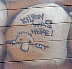 Kilroy was here op een graffiti in Kansas City (Missouri)