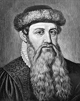 Johannes Gutenberg (postuum -fantasie- portret, tijdens zijn leven is hij niet afgebeeld)