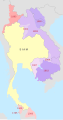 Image 7Territories abandoned by Siam in the late 19th and early 20th centuries, depicted as a map of Thailand's territorial losses. The Franco-Siamese crisis resulted in the cession of Laos to France in 1893. (from History of Laos)