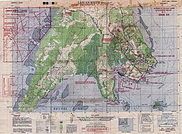 Colour map of southern Labuan marked with some of the locations mentioned in the article