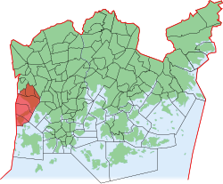 Kaupungin kartta, jossa Munkkiniemi korostettuna. Helsingin kaupunginosat