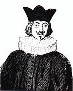 Sketch of man wearing a crown and a white, ruffled collar