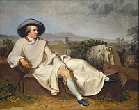 Johann Heinrich Wilhelm Tischbein: Goethe in de Campagna, 1787, exemplarisch voor de zucht naar het verre en onbekende.