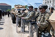 Minnesota National Guard in front of state capitol building in St. Paul on May 31