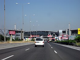 A1 motorway near Athens, Greece with rest area above