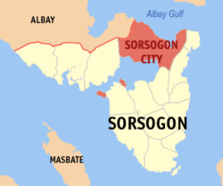 Map of Sorsogon with Sorsogon City highlighted