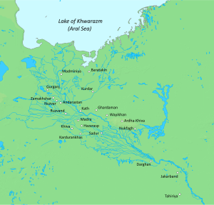 Map of Khwarazm during the early Islamic period