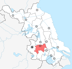 Location of Zhenjiang City (red) in Jiangsu