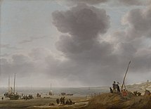 Simon de Vlieger: Strandgezicht, 1643, waarin de atmosfeer en het poëtische aspect van de zee worden benadrukt.