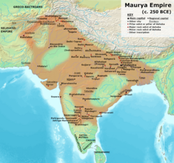 Territories of the Maurya Empire conceptualized as core areas and communication networks, and large regions with relatively autonomous people, as noted in the works of scholars such as: historians Hermann Kulke, Dietmar Rothermund,[1] Burton Stein,[2] David Ludden[3] and Romila Thapar;[4] anthropologist Stanley Tambiah;[4] archaeologists Robin Coningham, Ruth Young, and Monica L. Smith;[5][6][4] and historical demographer Tim Dyson.[7][3]