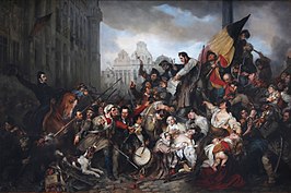 Tafereel van de Septemberdagen 1830 op de Grote Markt te Brussel, Gustaaf Wappers, 1835