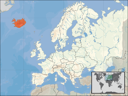 Location of  Aislan  (orange) in Europe  (white)