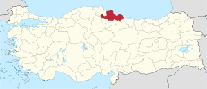 Location of Samsun Province in Turkey