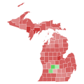 Vainqueur républicain par comté : Schuette en rouge et Calley en vert.