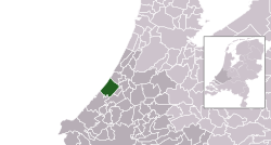 Highlighted position of Wassenaar in a municipal map of South Holland