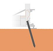 Engineering analysis of the mole after the initial problem concluded that the bottom of the mole was about 12–14 inches (30–36 cm) deep into Martian ground, with a bit of its top still inside the HP3 support structure.