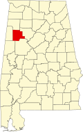 Map of Alabama highlighting Fayette County